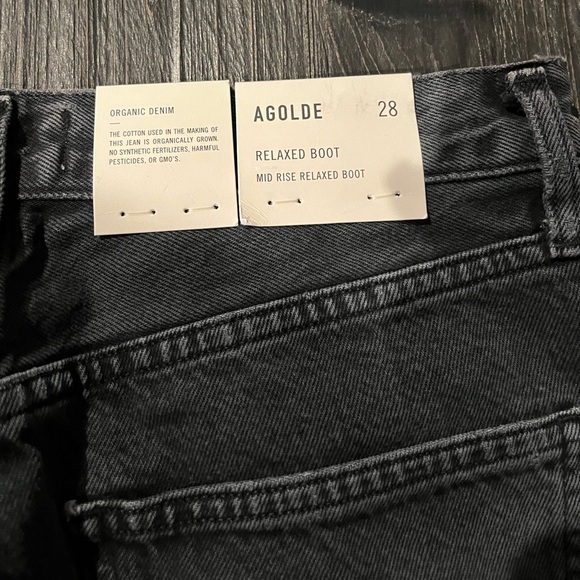 NWT Agolde Mid Rise Relaxed Distressed Boot Cut Bootcut Jeans Percolate Black - Picture 7 of 11